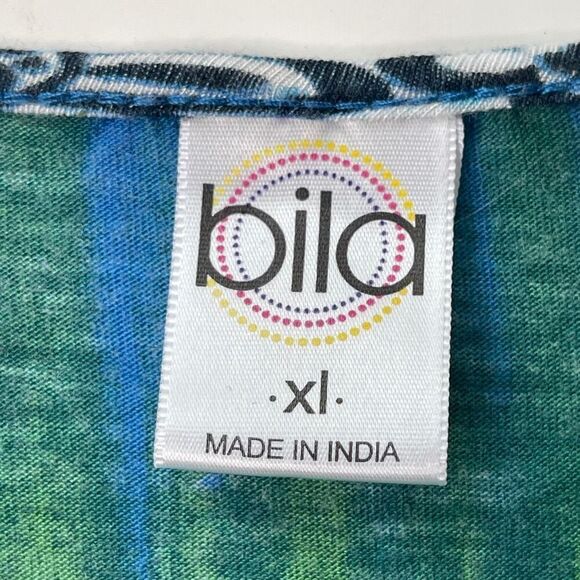 Bila Women's Mixed Print Loose Fit Cropped Blouse Top Green XL - Picture 9 of 12